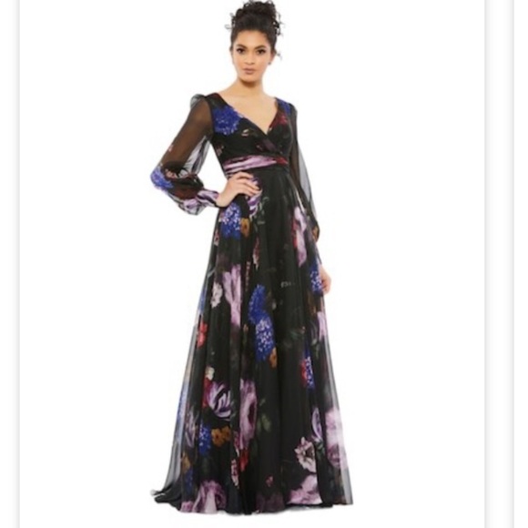 Mac Duggal Floral Maxi Dress Gown Size 6 - Picture 1 of 13